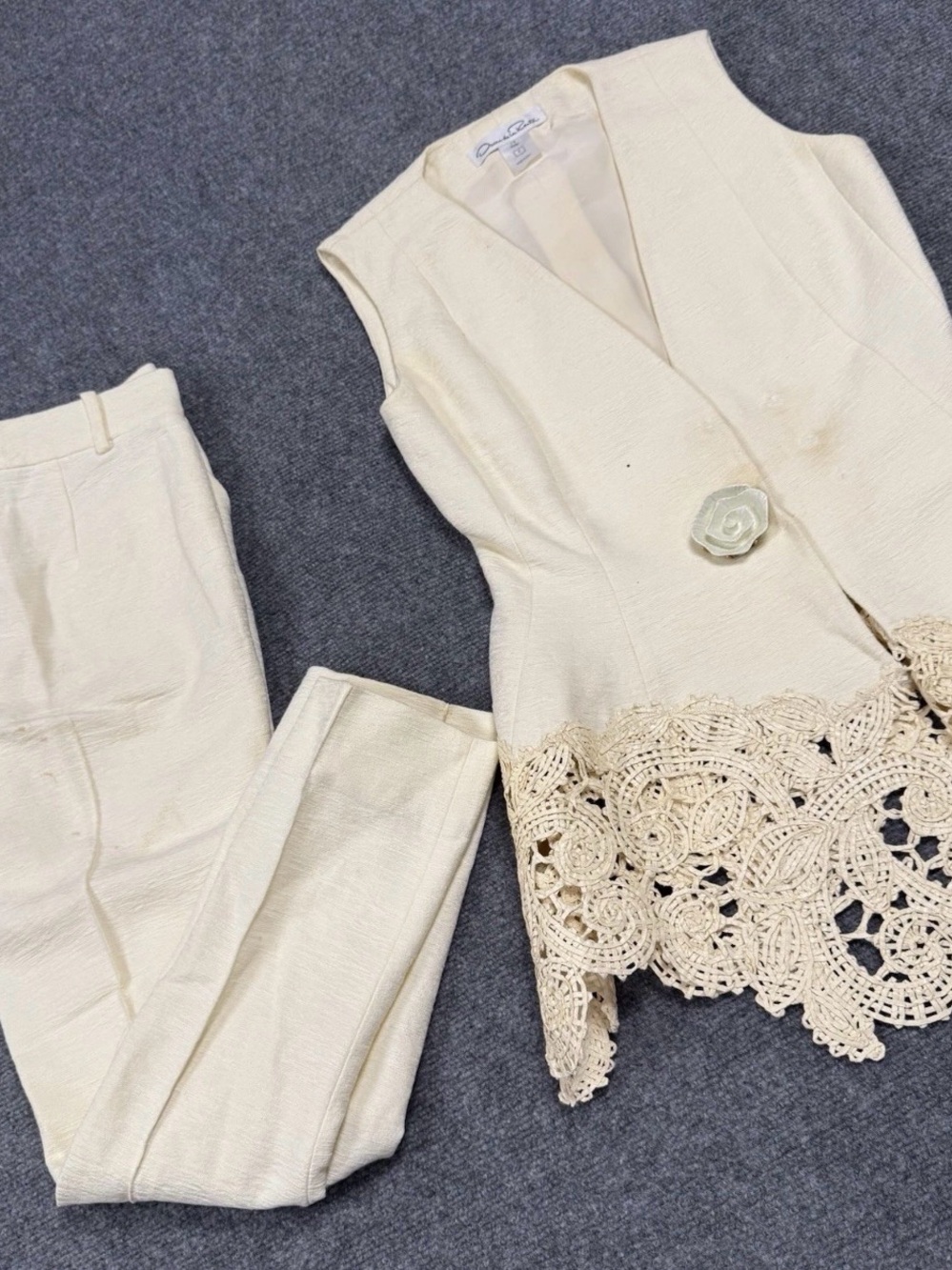 Vtg Oscar De La Renta TOP & Pants USED Need Repair
